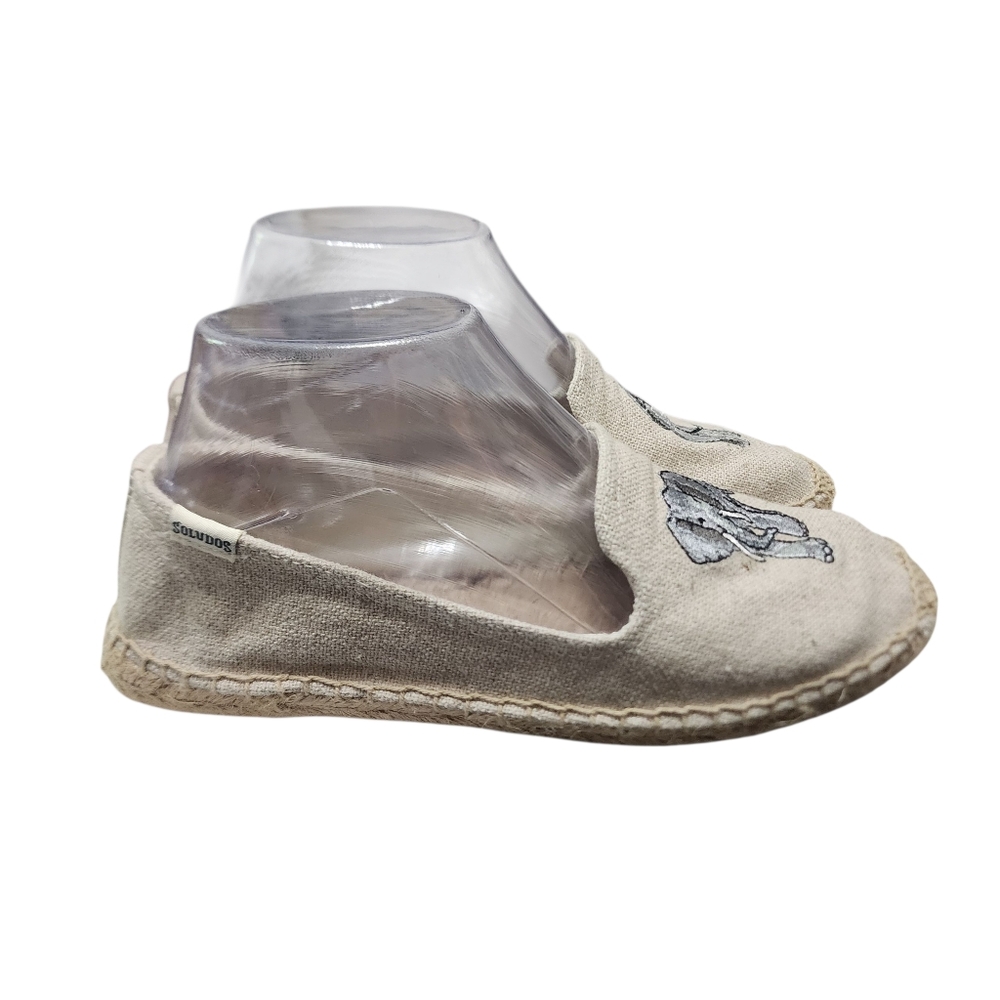 EUC Soludos Women's Elephant Embroidered Smoking Slipper Espadrilles In Sand - Picture 5 of 11